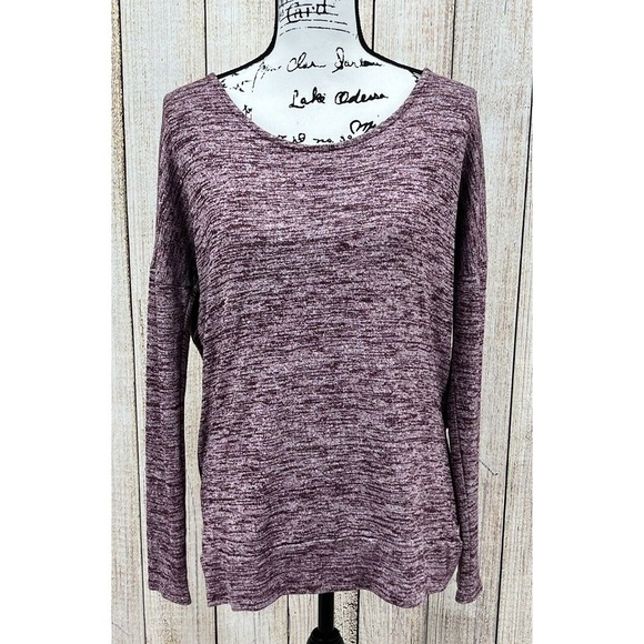 Athleta Women's Pose Layered Purple Marled Size Medium Cut‎ Out Back Long Sleeve - Picture 3 of 9